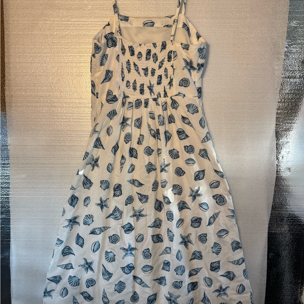 JAPNA Seashell Starfish Blue White MIDI Dress Women’s Size Large - Picture 4 of 7